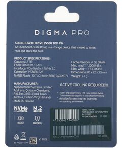 Купить SSD-накопитель Digma Pro 2Tb Top P6 PCIe 5.0 x4 M.2 2280 [DGPST5002TP6T4], изображение 8 в компании Зеон