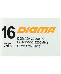 Купить Оперативная память Digma 16Gb DDR4 3200MHz PC4-25600 CL22 DIMM 288-pin 1.2В single rank RTL [DGMAD43200016S], изображение 10 в компании Зеон