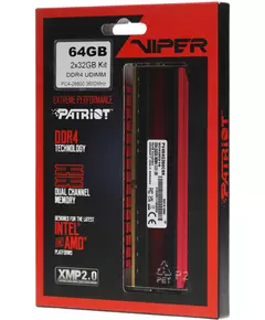 Купить Оперативная память Patriot Viper 4 64Gb Kit 2x32Gb DDR4 3600MHz PC4-28800 CL18 DIMM 288-pin 1.35В с радиатором RTL [PV464G360C8K], изображение 7 в компании Зеон