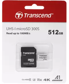 Купить Карта памяти microSDXC Transcend 512Gb 300S + адаптер [TS512GUSD300S-A], изображение 2 в компании Зеон