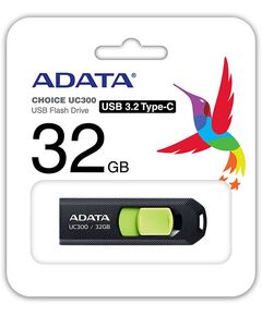 Купить Флеш-диск AData 32Gb UC300 Type-C USB3.2 черный/зеленый [ACHO-UC300-32G-RBK/GN], изображение 2 в компании Зеон