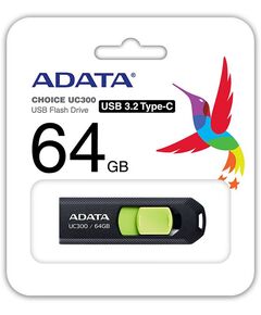 Купить Флеш-диск AData 64Gb UC300 Type-C USB3.2 черный/зеленый [ACHO-UC300-64G-RBK/GN], изображение 2 в компании Зеон