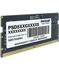 Купить Модуль памяти Patriot 8Gb DDR5 4800MHz PC5-38400 CL40 SO-DIMM 260-pin 1.1В single rank RTL [PSD58G480041S], изображение 3 в компании Зеон