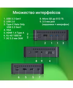 Купить Неттоп Digma Mini Office P N5030 (1.1) 8Gb SSD256Gb UHDG 605 CR Windows 11 Professional GbitEth WiFi BT 36W черный [DPN5-8CXW01], изображение 12 в компании Зеон