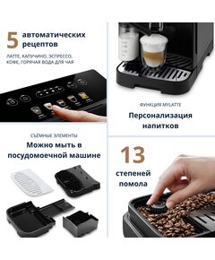 Купить Кофемашина DeLonghi Magnifica Evo ECAM290.61.B 1450Вт черный, изображение 5 в компании Зеон