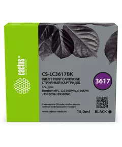 Купить Картридж струйный Cactus CS-LC3617BK черный (15мл) для Brother MFC-J2330DW/J2730DW/J3530DW/J3930DW в компании Зеон