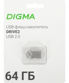 Купить Флеш-диск Digma DRIVE2 64Gb USB2.0 серебристый [DGFUM064A20SR], изображение 2 в компании Зеон