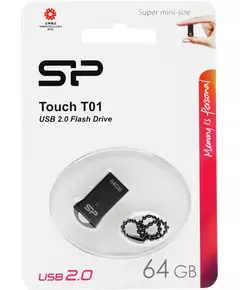 Купить Флеш-диск Silicon Power Touch T01 64Gb USB2.0 черный/серебристый [SP064GBUF2T01V1K], изображение 2 в компании Зеон