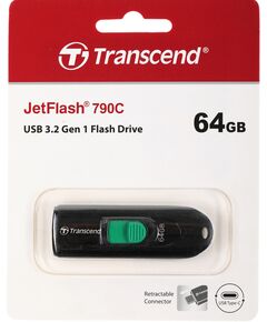 Купить Флеш-диск Transcend Jetflash Type-C 790С 64Gb USB3.0 черный [TS64GJF790C] в компании Зеон