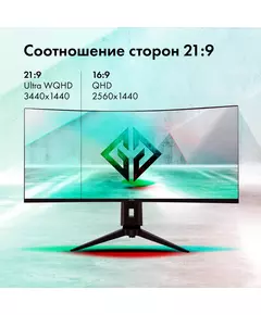 Купить ЖК-монитор GMNG Gaming GM-34C11W 34" VA LED 2ms 21:9 HDMI M/M матовая HAS Piv 4000:1 300cd 178гр/178гр 3440x1440 165Hz G-Sync FreeSync DP 2K 8.57кг черный [GM34VG01], изображение 5 в компании Зеон