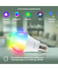 Купить Умная лампа Digma DiLight N1 E27 9Вт 800lm Wi-Fi [DLE27N1R], изображение 4 в компании Зеон