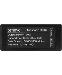 Купить Инжектор PoE Osnovo MIDSPAN-1/300G 10/100/1000BASE-T 30Вт 100-240В(АС), изображение 5 в компании Зеон