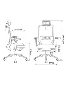 Купить Кресло руководителя Бюрократ MC-612N-H/B/418B черный TW-01 38-418 сетка/ткань с подголов. крестов. металл хром, изображение 6 в компании Зеон