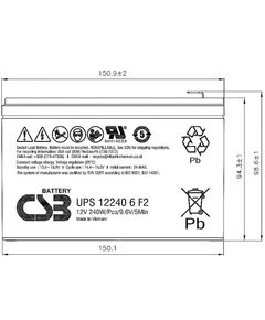 Купить Батарея для ИБП CSB UPS122406 F2 12В, изображение 2 в компании Зеон