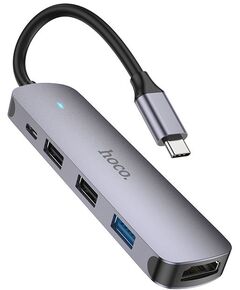 Купить Разветвитель USB-C Hoco HB27 4порт. серый, изображение 2 в компании Зеон