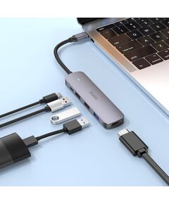 Купить Разветвитель USB-C Hoco HB27 4порт. серый, изображение 5 в компании Зеон