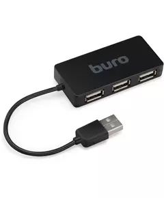 Купить Разветвитель USB 2.0 BURO BU-HUB4-U2.0-Slim 4порт. черный в компании Зеон