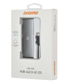 Купить Разветвитель Digma HUB-4U2.0-UC-DS 4 порта USB-C, серебристый, изображение 6 в компании Зеон