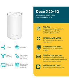 Купить Домашняя Mesh Wi-Fi система с поддержкой 4G+ TP-Link Deco X20-4G(1-pack) AX1800, изображение 4 в компании Зеон