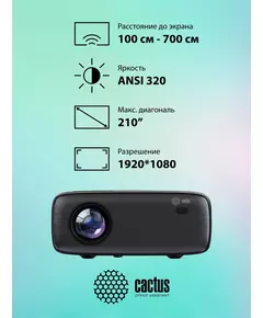 Купить Проектор Cactus CS-PRM.07B.WUXGA LCD, 3200Lm, 320Lm ANSI, 1920x1080, 1500:1, 50000 ч, 1xUSB, 3xHDMI, 1.16кг, изображение 3 в компании Зеон