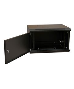 Купить Шкаф коммутационный настенный WRLINE WR-TW-0645-SR-RAL9004 6U 600x450мм пер.дв.металл 2 бок.пан. направл.под винты 60кг черный 350мм 367мм IP20 сталь, изображение 3 в компании Зеон