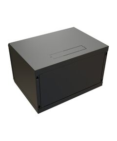 Купить Шкаф коммутационный настенный WRLINE WR-TW-0645-SR-RAL9004 6U 600x450мм пер.дв.металл 2 бок.пан. направл.под винты 60кг черный 350мм 367мм IP20 сталь, изображение 2 в компании Зеон