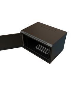 Купить Шкаф коммутационный настенный WRLINE WR-TW-0645-SR-RAL9004 6U 600x450мм пер.дв.металл 2 бок.пан. направл.под винты 60кг черный 350мм 367мм IP20 сталь, изображение 4 в компании Зеон