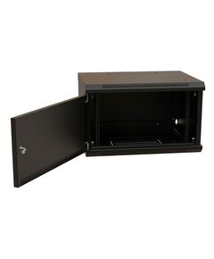 Купить Шкаф коммутационный настенный WRLINE WR-TW-0666-SR-RAL9004 6U 600x600мм пер.дв.металл 2 бок.пан. направл.под винты 60кг черный 500мм 367мм IP20 сталь в компании Зеон