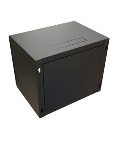 Купить Шкаф коммутационный  настенный WRLINE WR-TW-1245-GP-RAL9004 12U 600x450мм пер.дв.стекл 2 бок.пан. направл.под винты 60кг черный 350мм 650мм IP20 сталь в компании Зеон