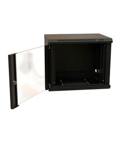 Купить Шкаф коммутационный  настенный WRLINE WR-TW-1266-GP-RAL9004 12U 600x600мм пер.дв.стекл 2 бок.пан. направл.под винты 60кг черный 500мм 650мм IP20 сталь, изображение 3 в компании Зеон