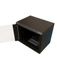 Купить Шкаф коммутационный  настенный WRLINE WR-TW-1266-GP-RAL9004 12U 600x600мм пер.дв.стекл 2 бок.пан. направл.под винты 60кг черный 500мм 650мм IP20 сталь, изображение 2 в компании Зеон