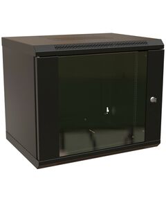 Купить Шкаф коммутационный  настенный WRLINE WR-TW-1566-GP-RAL9004 15U 600x600мм пер.дв.стекл 2 бок.пан. направл.под винты 60кг черный 520мм 775мм IP20 сталь в компании Зеон