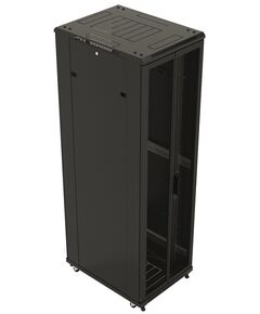 Купить Шкаф серверный напольный Hyperline TTBR-4281-DD-RAL9004 42U 800x1000мм пер.дв.перфор.2ств. задн.дв.перфор.2-хст. 2 бок.пан. 800кг черный 910мм 133кг 2055мм 20 сталь, изображение 3 в компании Зеон