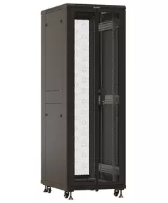 Купить Шкаф серверный напольный Hyperline TTBR-3268-DD-RAL9004 32U 600x800мм пер.дв.перфор. задн.дв.перфор. 2 бок.пан. 1000кг черный 710мм 77.7кг 1610мм IP20 сталь, изображение 4 в компании Зеон