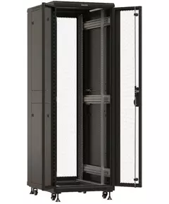 Купить Шкаф серверный напольный Hyperline TTBR-3268-DD-RAL9004 32U 600x800мм пер.дв.перфор. задн.дв.перфор. 2 бок.пан. 1000кг черный 710мм 77.7кг 1610мм IP20 сталь, изображение 2 в компании Зеон