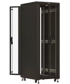 Купить Шкаф серверный напольный Hyperline TTBR-3268-DD-RAL9004 32U 600x800мм пер.дв.перфор. задн.дв.перфор. 2 бок.пан. 1000кг черный 710мм 77.7кг 1610мм IP20 сталь, изображение 3 в компании Зеон