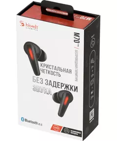 Купить Гарнитура внутриканальные A4-Tech Bloody M70 BLACK+ RED беспроводные bluetooth в ушной раковине черный/красный, изображение 13 в компании Зеон