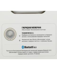 Купить Гарнитура внутриканальные A4-Tech Bloody M30 WHITE белый беспроводные bluetooth в ушной раковине, изображение 3 в компании Зеон