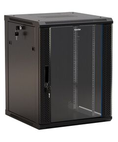 Купить Шкаф коммутационный настенный Hyperline TWB-1566-GP-RAL9004 15U 600x600мм пер.дв.стекл 2 бок.пан. 60кг черный IP20 сталь в компании Зеон