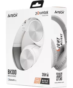 Купить Наушники мониторные A4-Tech 2Drumtek BH300 GRAYISH WHITE 1м беспроводные bluetooth оголовье белый/серый, изображение 4 в компании Зеон