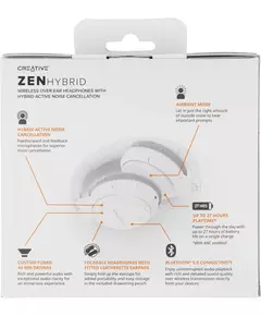 Купить Гарнитура мониторные Creative Zen Hybrid 1.2м белый беспроводные bluetooth оголовье [51EF1010AA000], изображение 6 в компании Зеон