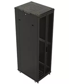 Купить Шкаф серверный напольный Hyperline TTBR-4262-DD-RAL9004 42U 600x1200мм пер.дв.перфор.2ств. задн.дв.перфор.2-хст. 2 бок.пан. 800кг черный 1110мм IP20 сталь, изображение 2 в компании Зеон