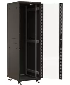 Купить Шкаф серверный напольный Hyperline TTBR-4261-AS-RAL9004 42U 600x1000мм пер.дв.стекл задн.дв.спл.стал.лист 2 бок.пан. 800кг черный 910мм 2055мм IP20 сталь, изображение 2 в компании Зеон