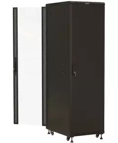 Купить Шкаф серверный напольный Hyperline TTBR-4261-AS-RAL9004 42U 600x1000мм пер.дв.стекл задн.дв.спл.стал.лист 2 бок.пан. 800кг черный 910мм 2055мм IP20 сталь, изображение 3 в компании Зеон