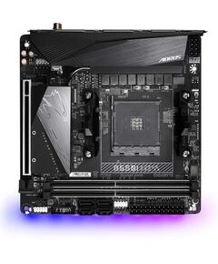 Купить Материнская плата GigaByte B550I AORUS PRO AX AM4  PCI-E HDMI+DP 2.5GbLAN+WiFi+BT SATA RAID Mini-ITX 2DDR4 RTL, изображение 2 в компании Зеон