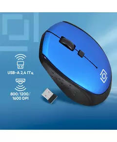 Купить Мышь Oklick 488MW черный/синий оптическая 1600dpi беспров. USB для ноутбука 4but [1196569], изображение 12 в компании Зеон