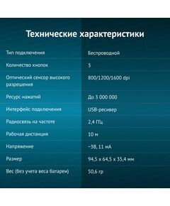 Купить Мышь Oklick 435MW черный/серый оптическая 1600dpi беспров. USB для ноутбука 4but [945812], изображение 10 в компании Зеон