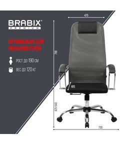 Купить Кресло офисное Brabix PREMIUM Ultimate EX-800 хром, плотная двойная сетка Х2, черное/серое [532912], изображение 23 в компании Зеон