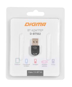 Купить Адаптер USB Digma D-BT502 BT5.0+EDR class 1.5 20м черный, изображение 2 в компании Зеон