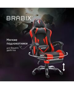 Купить Кресло компьютерное Brabix Dexter GM-135 подножка, две подушки, экокожа, черное/красное [532799], изображение 21 в компании Зеон